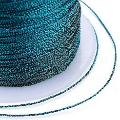 ポリエステル編組メタリックコード  DIYの編みこみのブレスレット作りと刺繡のために  ダークシアン  0.4mm  6プライ  約54.68ヤード（50m）/ロール&nbsp;X-OCOR-I007-B-05