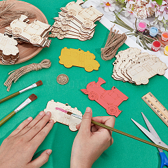 40 шт. 2 стиля незаконченных пустых деревянных автомобильных подвесок набор для рисования&nbsp;DIY-OC0014-36