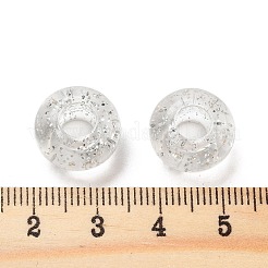 クリアアクリルヨーロピアンビーズ  大穴ビーズ  光り輝く粉  ロンデル  ミックスカラー  14x8.5mm  穴：5.5mm  約537個/500g&nbsp;TACR-P009-A01