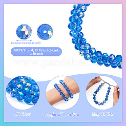 2 нить прозрачных гальванических стеклянных бусин&nbsp;EGLA-TA0001-74