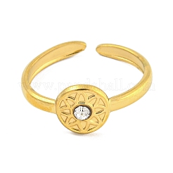 Кольцо-манжета из нержавеющей стали 304 с кубическим цирконием в виде цветка&nbsp;LS-RJEW-S406-02G-02