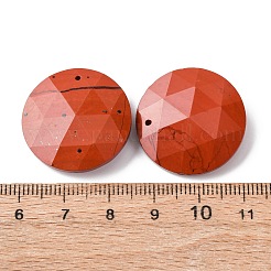 天然石レッドジャスパーペンダント  多面カットフラットラウンドチャーム  25x6.5~7mm  穴：1mm&nbsp;G-H331-01C