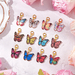 2 комплект подвесных украшений в виде бабочек из сплава эмали HJEW-SC0002-16