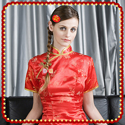 Набор заколок для волос из ткани аллигатора с бантом и цветком в китайском Новом году OHAR-WH0021-31C