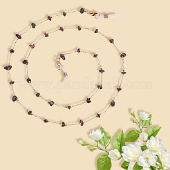 Цепочка из натуральной гранатовой крошки и сплава для ношения на шее для очков AJEW-WH20070-024A