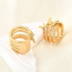 Латунные серьги-манжеты из прозрачного кубического циркония&nbsp;EJEW-F370-34G