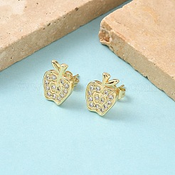 Серьги-гвоздики из латуни с микропаве из прозрачных кубических цирконий&nbsp;EJEW-Z144-24G