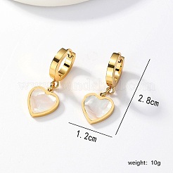 304ステンレススチールダングルフープピアス  ハート  ゴールドカラー  28x18mm&nbsp;AS3773