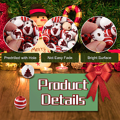 100 шт. 5 стили рождественских крашеных бусин из натурального дерева WOOD-BT0001-07