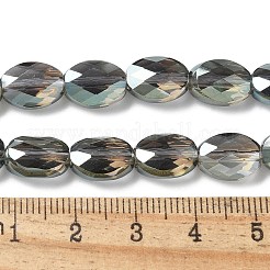 電気メッキガラスビーズセット  フル虹メッキ  多面カットオーバル  グレー  10.5~11x8x4.5mm  穴：1.4mm  約38個/連  16.14インチ（41cm）&nbsp;EGLA-L045-A-FR01