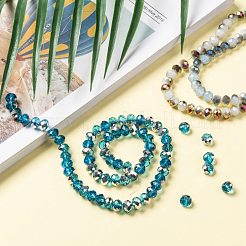 電気メッキされたガラスファセット付きビーズ連売り  ロンデル  ミックスカラー  2.5~12x1.5~8mm  穴：0.5~1.5mm  約68~200個/連  13.66インチ〜23インチ（34.7~58.4cm）&nbsp;EGLA-MSMC0001-05