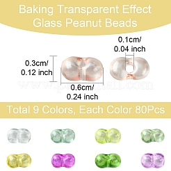 90g 9 couleurs de perles de rocaille de verre de peinture de cuisson&nbsp;SEED-YW0002-51A