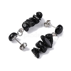 Boucles d'oreilles pendantes en obsidienne naturelle&nbsp;EJEW-JE06371-07