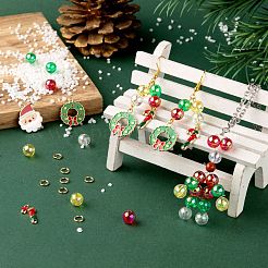 Diyのクリスマステーマブレスレット作成キット  環境に優しい透明アクリルビーズ付き  合金エナメルチャーム  真鍮製のオープン丸カンと弾性クリスタルスレッド  ミックスカラー  294個/セット&nbsp;DIY-LS0002-68