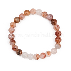 Браслеты из натуральных круглых бусин красного гематоидного кварца для мужчин и женщин BJEW-JB12395