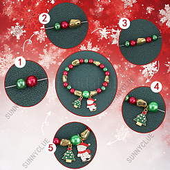 Weihnachtsmotiv DIY-Armband-Sets aus Glas- und Kunststoffperlen&nbsp;DIY-SC0028-18