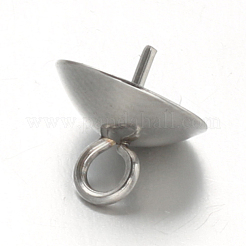 304ステンレススチールカップパールペグベイルピンペンダント  片穴パーツ用  ステンレス鋼色  8mm  穴：1.5mm  ピン：0.7mm&nbsp;STAS-F094-03C-P
