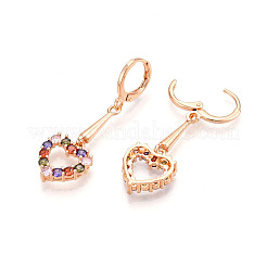 Латунные микропроволочные кубические серьги с цирконием EJEW-N058-18B-G