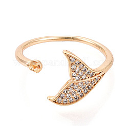 Закрепка колец для чашек в форме рыбьего хвоста из латуни с микропаве из прозрачного кубического циркония KK-T076-14G