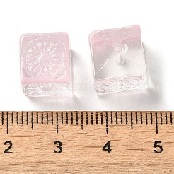 透明ガラスビーズ  キューブ  パールピンク  10x11x11mm  穴：1.5mm&nbsp;GLAA-A012-04E