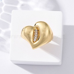 Латунные кольца-манжеты с микропаве и прозрачным цирконием для женщин&nbsp;RJEW-U043-07G