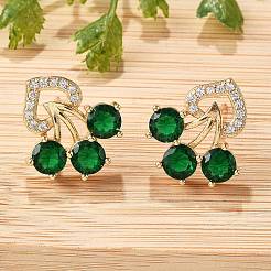 Серьги-гвоздики из латуни с микропаве из прозрачных кубических цирконий для женщин EJEW-G428-18G-01