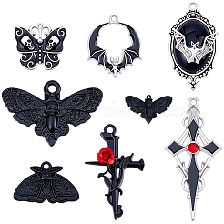 32 stücke 8 arten gothic halloween thema legierung emaille anhänger&nbsp;FIND-BM0001-20