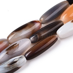 天然ホワイトアゲート瑪瑙ビーズ連売り  ライス  ホワイトスモーク  39.5~41x11~15mm  穴：3mm  約10個/連  15.35~16''（39~40センチメートル）&nbsp;G-T138-230K