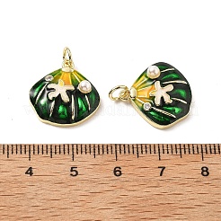 Латунные подвески с микропаве из кубических цирконий с эмалью и искусственным жемчугом из АБС-пластика KK-Z114-16G