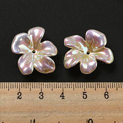 虹色のABSプラスチックビーズキャップ  ABカラーメッキ  5  - 花びらの花  アザミ  24x21.5x4mm  穴：1.5mm&nbsp;OACR-C021-03
