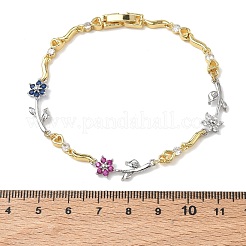 Messing-Gliederkettenarmbänder mit Mikropflaster und Zirkonia für Damen&nbsp;BJEW-C156-04B-03GP