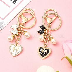 Брелок с подвеской в виде сердца и банта из сплава с эмалью&nbsp;KEYC-YW00133-01