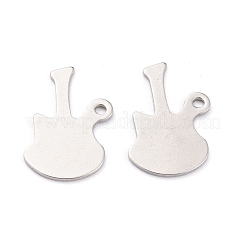 変色しない201ステンレススチールペンダント  空白タグのスタンプ  ギター  ステンレス鋼色  19.5x13x0.8mm  穴：1.5mm&nbsp;STAS-F266-05P