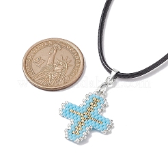 Ожерелья с подвесками из стеклянного креста&nbsp;NJEW-MZ00025-02