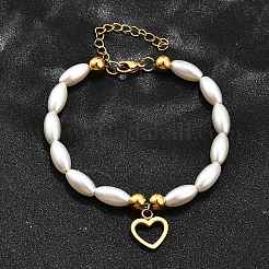 Браслеты с подвесками в виде сердца из нержавеющей стали 304 для женщин BJEW-C098-09G