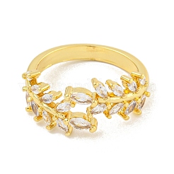 Стойкие латунные кольца с микро-паве и прозрачным кубическим цирконием RJEW-C103-11G