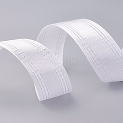 片面ポリエステルサテンリボン  テクスチャエッジ付き  ホワイト  1-1/2インチ（38mm）  約50ヤード/ロール（45.72メートル/ロール）&nbsp;SRIB-L041-38mm-A030