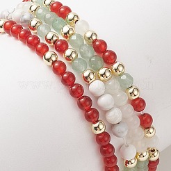 4 шт. 4 стильных браслета из натуральных и синтетических смешанных драгоценных камней BJEW-JB09212