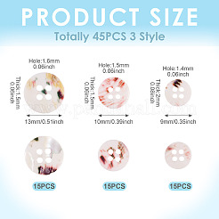 45 шт. 3 стильных пуговицы-ракушки с 4 отверстиями BUTT-TA0001-27