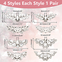 8 шт. 4 стиля пряжки для обуви из сплава крыла со стразами&nbsp;FIND-AR0006-03P