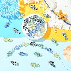 40 pz 4 perline di vetro trasparenti dipinte a colori&nbsp;GLAA-CJ0003-02