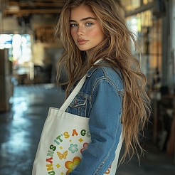 Холщовые женские сумки-шопперы ABAG-WH0056-007