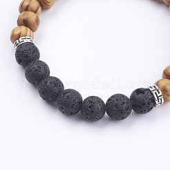 Эластичные браслеты из натурального вулканического камня&nbsp;BJEW-JB03635-01