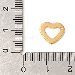 イオンプレーティング（IP）304ステンレススチールチャーム  ハートチャーム  ゴールドカラー  10x11x0.8mm  穴：1mm&nbsp;STAS-U025-08G
