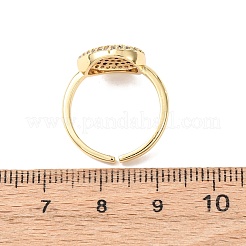 Латунные микропаве кубические цирконии манжеты открытые кольца для женщин&nbsp;RJEW-K264-09D-G