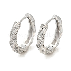 Серьги-кольца из латуни с прозрачным кубическим цирконием&nbsp;EJEW-Q016-19P