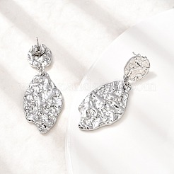 Серьги-гвоздики с текстурированной чеканной формой в виде листа из нержавеющей стали 304&nbsp;EJEW-K268-44P