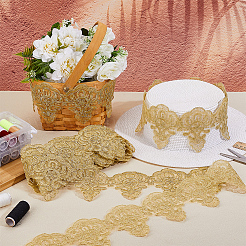 10 ярд полиэфирной цветочной кружевной ленты&nbsp;OCOR-WH0101-186