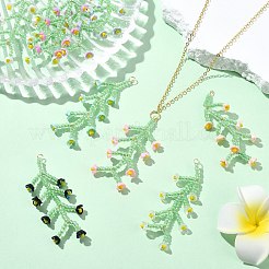 10 Farbe: handgefertigte Blumenanhänger aus Glasperlen&nbsp;PALLOY-CJ00092