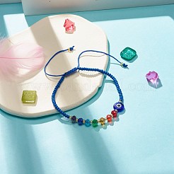 Плоский круглый браслет лэмпворк с плетеными бусинами от сглаза&nbsp;BJEW-JB07234-05